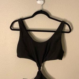 Target-Brand Large Black Ribbed Cutout Swimsuit